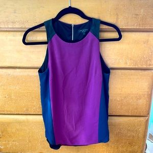 Rag & Bone fabric and leather tank top - grape and navy - small